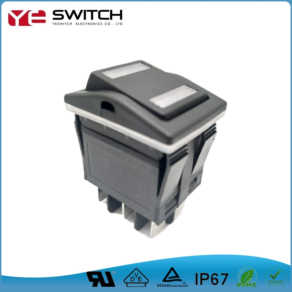 IP67 Waterproof Built-in Switch UL Certificated Electrical Rocker Switch LED Illuminated Electrical Switch 25A 250VAC Micro Rocker Switch for Auto Parts