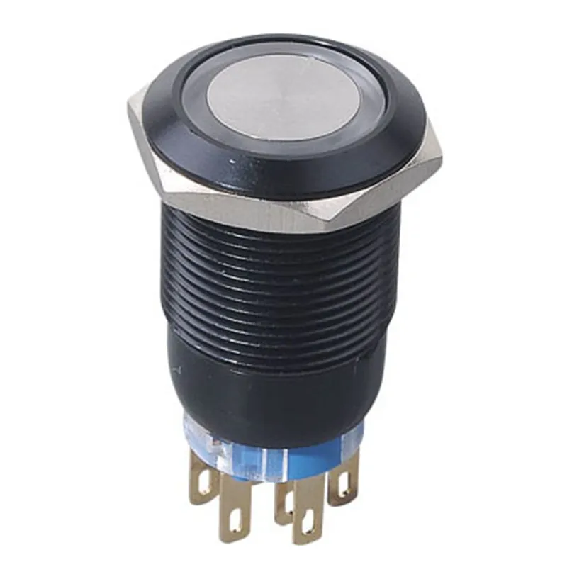 19mm Balck 컬러 금속 푸시 버튼 스위치(LED 조명 포함)
